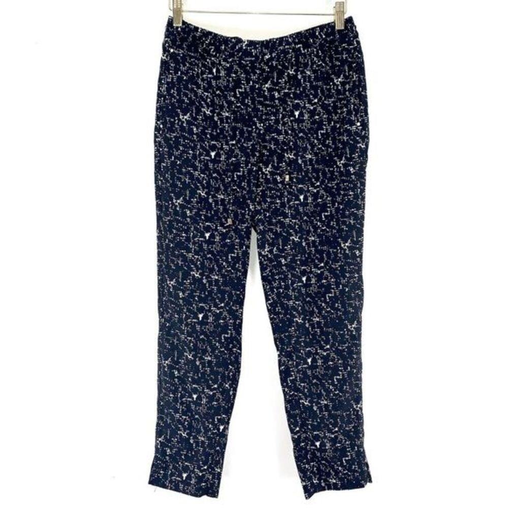 H&M High Waisted‎ Angle Crop Pants Track Joggers Size 8 Black White Print